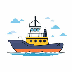 Fototapeta premium Cartoon Tugboat Illustration