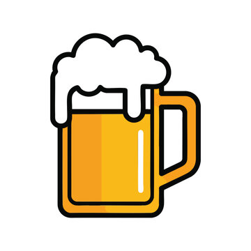 Minimalist vector illustration of a glass mug filled with frothy beer.