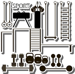 Fototapeta premium Set collection accessory for sport gym equipment