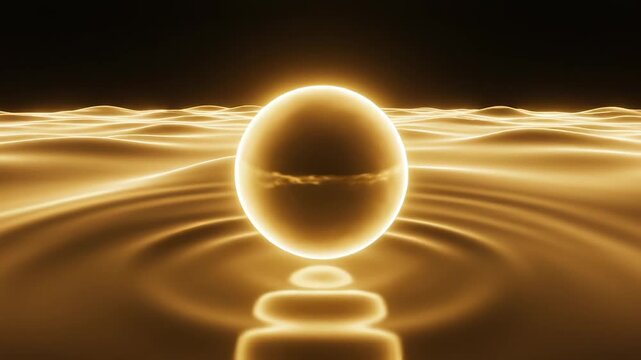 Abstract golden wave with floating object ideal for creative backgrounds and modern web design