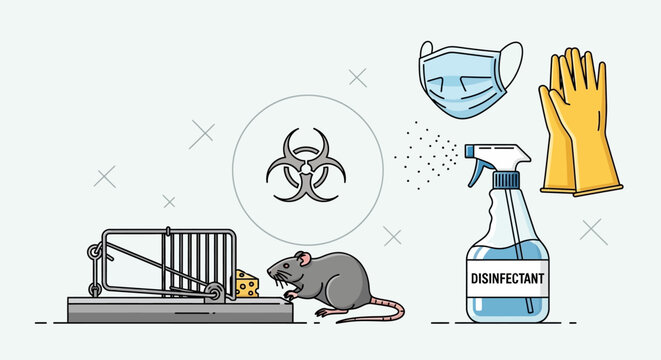 Pest Control and Sanitation Concept with Rat Trap and Biohazard Symbol