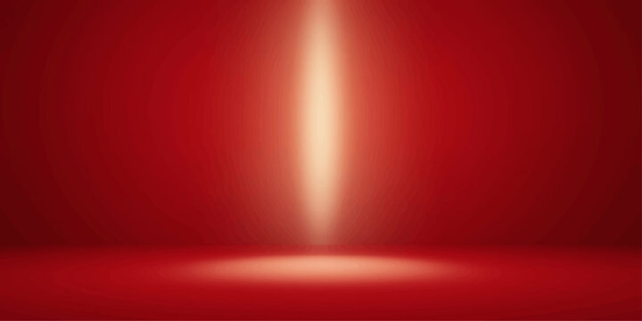 Abstract red stage spotlight background with glowing curtains and light rays