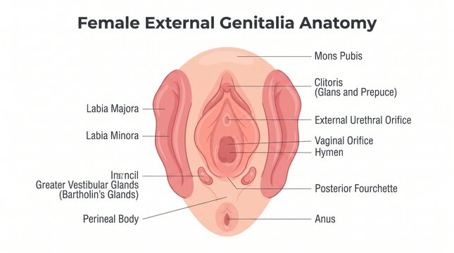 Clinical reference anatomy chart of female external genitalia