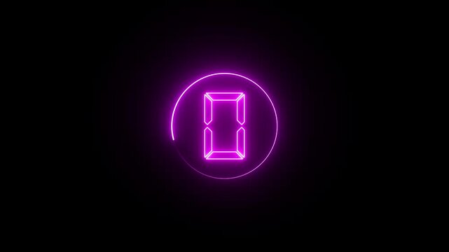 Neon purple digital countdown timer with glowing circular frame for modern intros and event openers