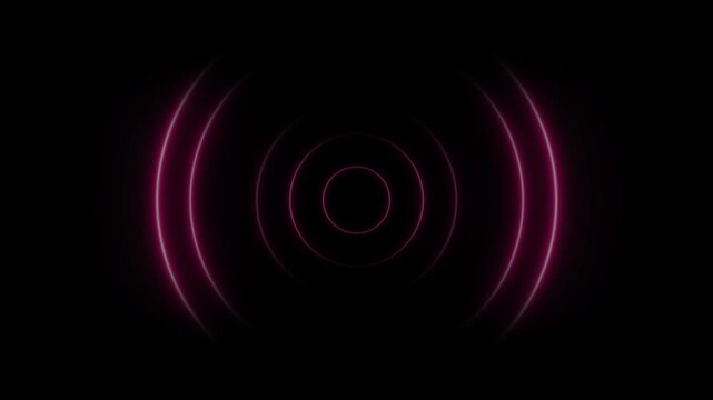 Neon pink pulsing radio waves animation, abstract digital signal broadcast background, wireless technology concept
