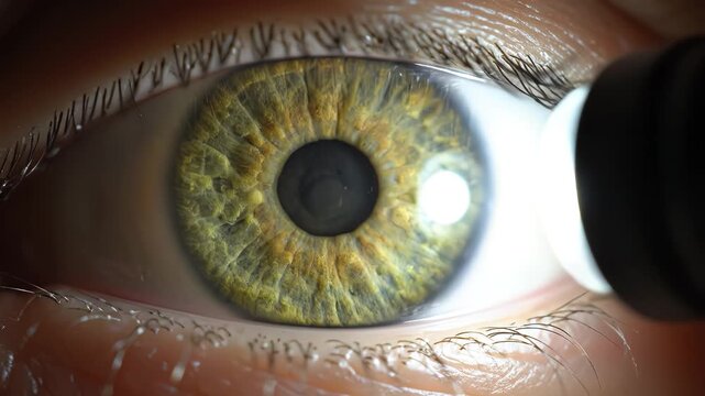 Closeup of a human eye highlighting vibrant colors and contemporary design