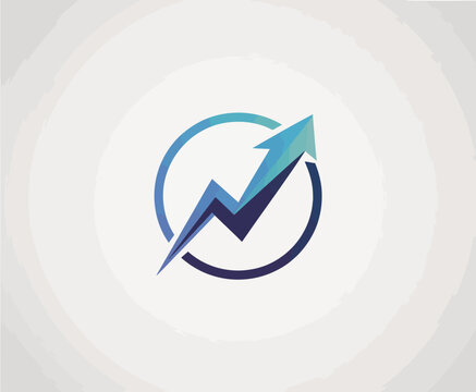 Blue and teal upward arrow inside a circular gradient background circle