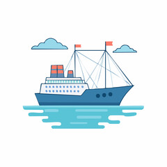 Fototapeta premium Flat Design Cruise Ship Illustration