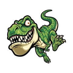 Green T-Rex Dinosaur Mascot Logo Cartoon Illustration © Aryasakti