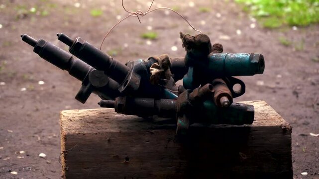 old high pressure diesel injectors after repair and adjustment