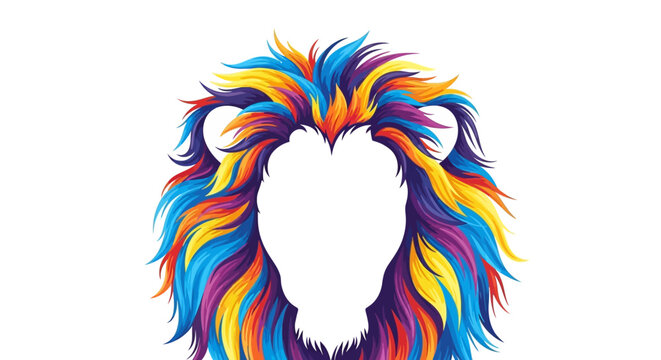 Vibrant Colorful Lion Head Illustration.
