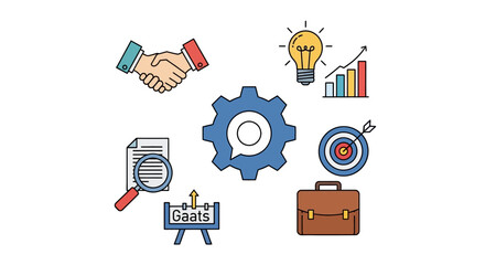 Fototapeta premium Business concept illustration teamwork goals and idea generation visuals
