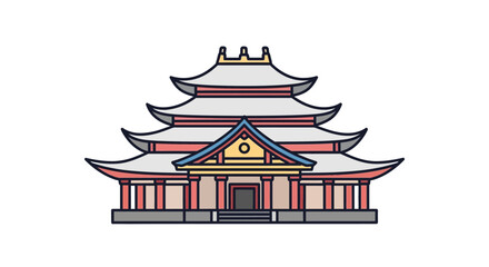 Fototapeta premium Asian temple illustration isolated on white background for design elements