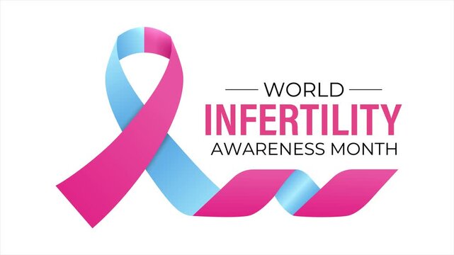 World infertility awareness month animation with ribbon symbol and healthcare themed motion design. Creative fertility awareness video. Healthcare animation scene. 4k animated video.