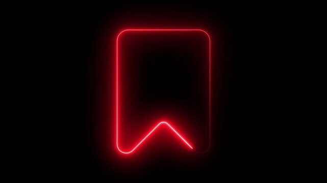 Glowing neon line bookmark saves icon animation, representing saved pages, reading list, favorites, quick access. 4k videos