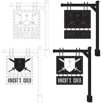 Warrior guild sign lines in BW art