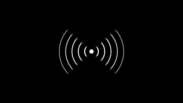 Radio waves waves background. network tower produced radio wave concept. Radio Waves in Circle Form, Radio wave signal animated background. Technology radio waves signal icon animation. 4k animation