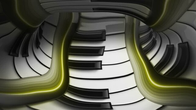 Fantasy and Dreaming Piano Keyboard and Music Equalizer Animation, Background, Loop
