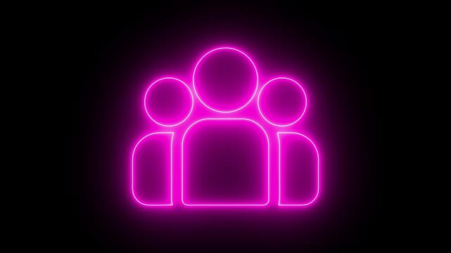 Neon User profile icon. Group people man icon animation. Staff corporate office group people man icon animation by neon sign, round avatar pictogram neon profile icon.