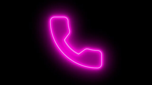 Neon line Incoming call icon animation, call concept on smart mobile phone screen, call icon animation. Smart phone call ring icon animation