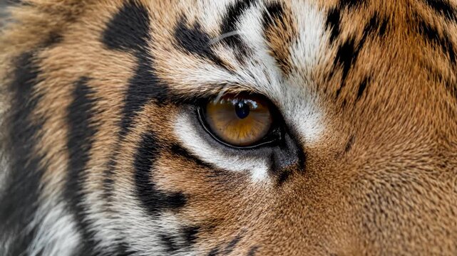 Closeup of a tigers eye ideal for eco-friendly campaigns and travel vlogs