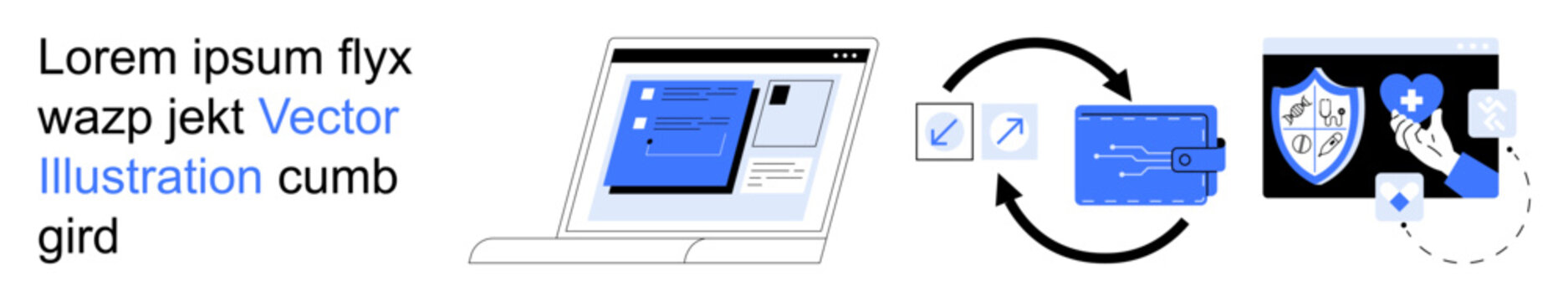 Data security, file management, encryption, cloud storage, cybersecurity, online privacy. Graphic shows a laptop, file transfer process and shield symbol. Data security and file management