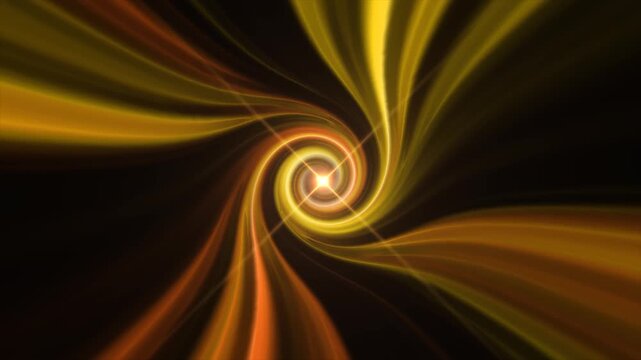 Fiery yellow and orange energy spiral with glowing circular center, flowing motion trails, and intense abstract speed effect.