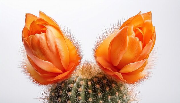 Orange Bunny Ears Cactus Isolated On White Background