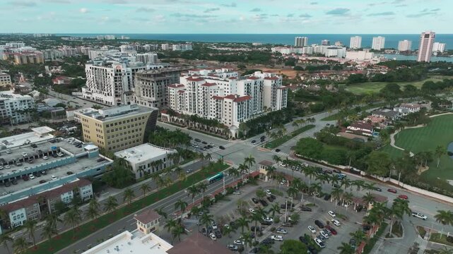 Drone footage of Mizner Park in Boca Raton.