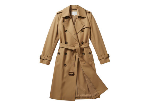 Woman's beige trench coat with belt