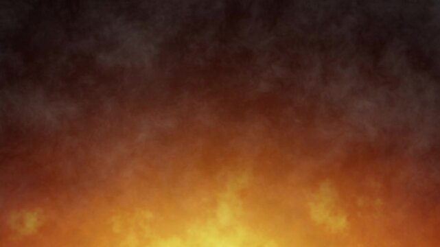 smoke and fire rising against a dark, moody environment, inferno of hot flames, loopable cinematic animated background