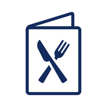 Restaurant menu icon with fork and knife isolated on transparent background