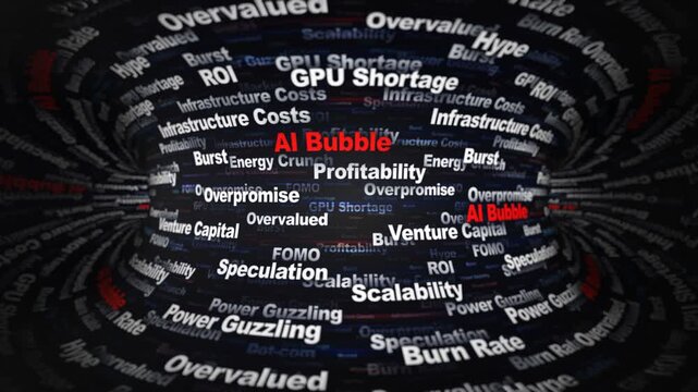 AI BUBBLE Keywords Animation on Tunnel Walls, Background, Loop
