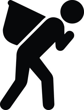 Silhouette design of a person hiking with backpack vector