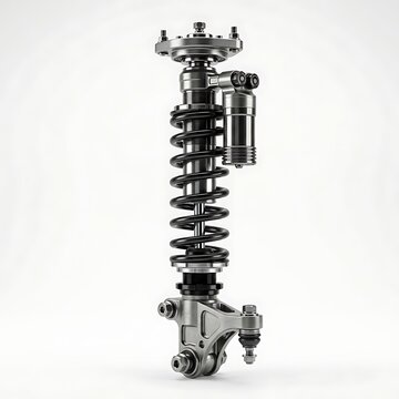 Highperformance automotive coilover suspension system isolated on white background
