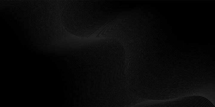 Black abstract background design. Modern wavy line pattern in monochrome colors. Premium stripe texture for banner, business backdrop. pster, website