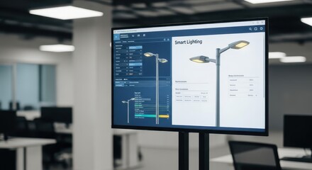 Fototapeta premium Detailed Smart Lighting Network Control Interface Displayed on a Modern Monitor