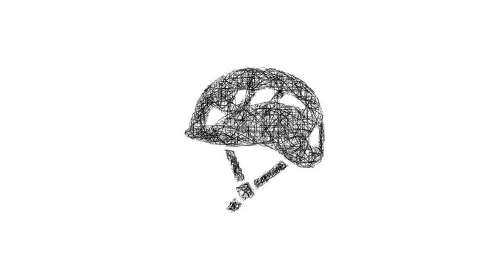 Sketch climbing helmet icon animation - smooth progressive reveal