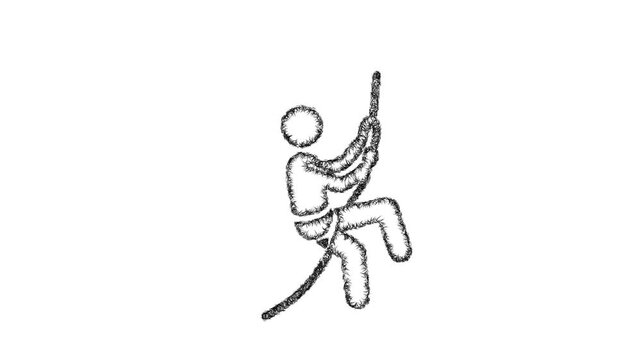 Sketch abseiling icon animation - smooth progressive reveal