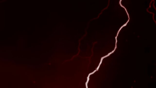 Dramatic Red Lightning Flash Loop with Storm Clouds in Darkness
