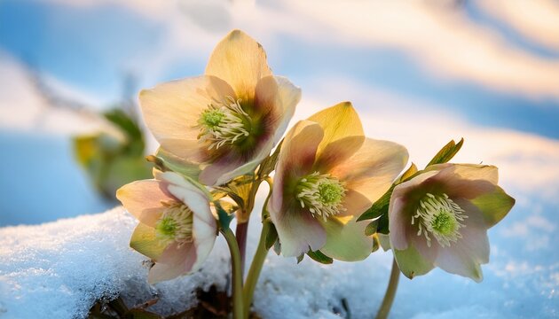 Cream Hellebore In The Snow