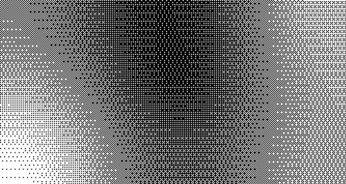 Abstract Pixel Dither Gradient with Bitmap Texture, Retro Gaming Effect and Halftone Background Illustration.