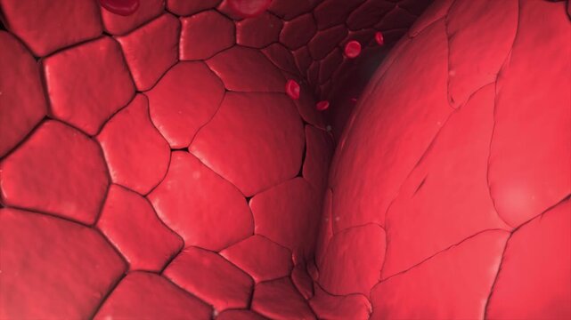 Vascular stenosis treated with medication: blood flow becomes smooth, hypertension, high cholesterol, and arteriosclerosis are managed. 3D medical animation of recovery.