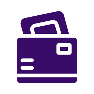 Purple wallet with cards isolated on transparent background