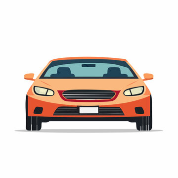 Orange Sedan Car Front View
