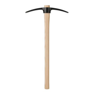 Simple wooden pickaxe on white background