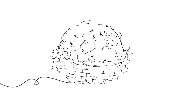Animation of line drawing of fruit basket.