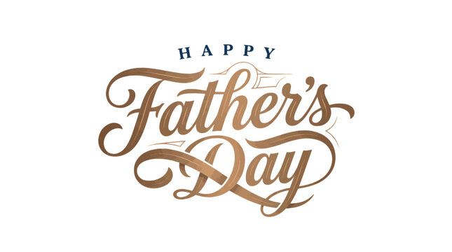 Elegant Golden Father&rsquo;s Day Calligraphy Typography Celebration Design, Cursive lettering design elements suitable for greeting cards posters and social media posts to honor dads on this holiday.