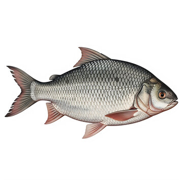 Pacu fish illustration detailed scales and fins isolated on transparent background