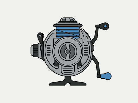 Modern Baitcasting Fishing Reel Top View Illustration